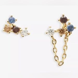 PD PAOLA Fox 18ct yellow gold-plated sapphire blue corundum zirconia earrings